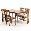 Mesa com 6 cadeiras de madeira em tom natural 150 x 90 x 75cm
