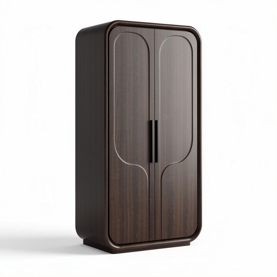 Guarda-roupa de madeira escura com portas duplas 80 x 40 x 160cm